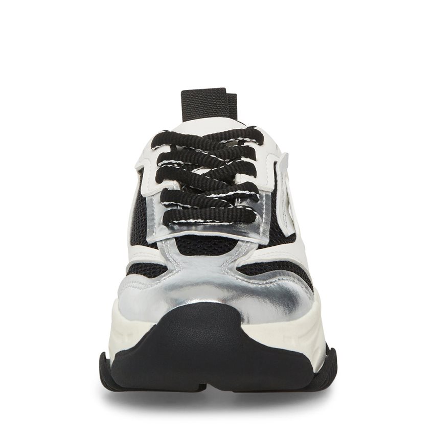 Silver / White / Black Steve Madden Jpossess Kids' Sneakers | PH 2930DYX